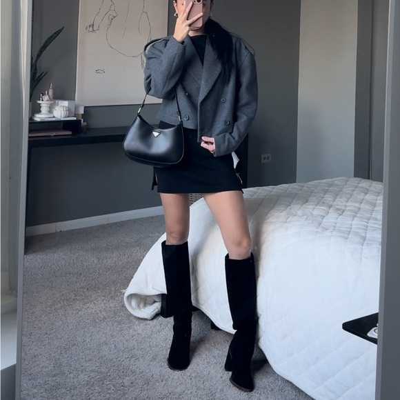 Vince Camuto Shoes - Vince Camuto black suede leather knee high block heel boots